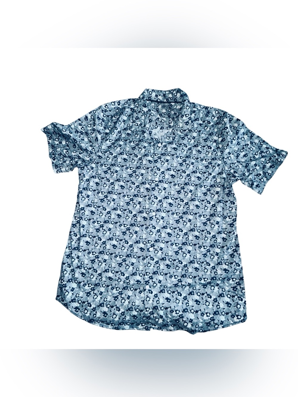 Essentials Blue Floral Short-Sleeve Button-Down Shirt